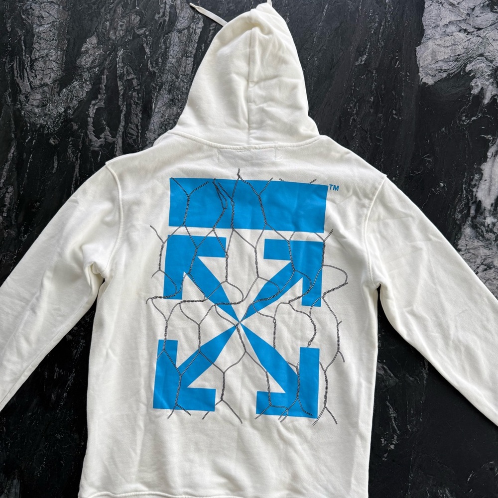 Authentic Off-White 20SS Medium Fence Arrows White Hoodie